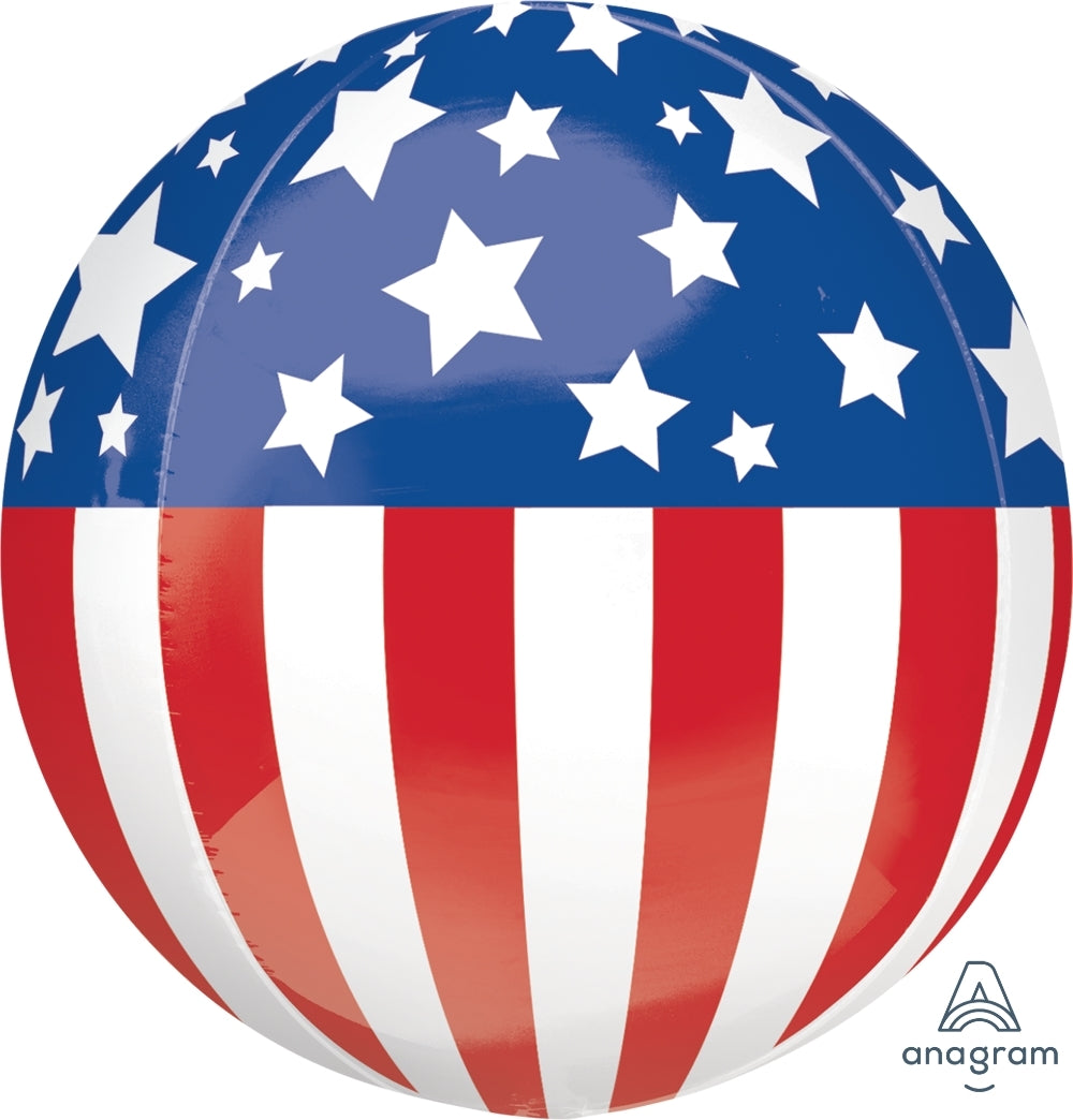 16" Patriotic Orbz Balloon - Globe Shape | 1 Count