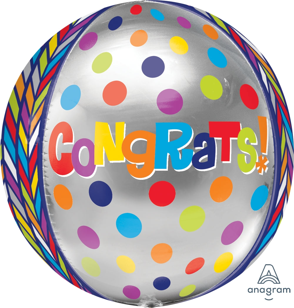 16" Anagram Dotty Geometric Congrats Orbz - Globe Shape | 1 Count
