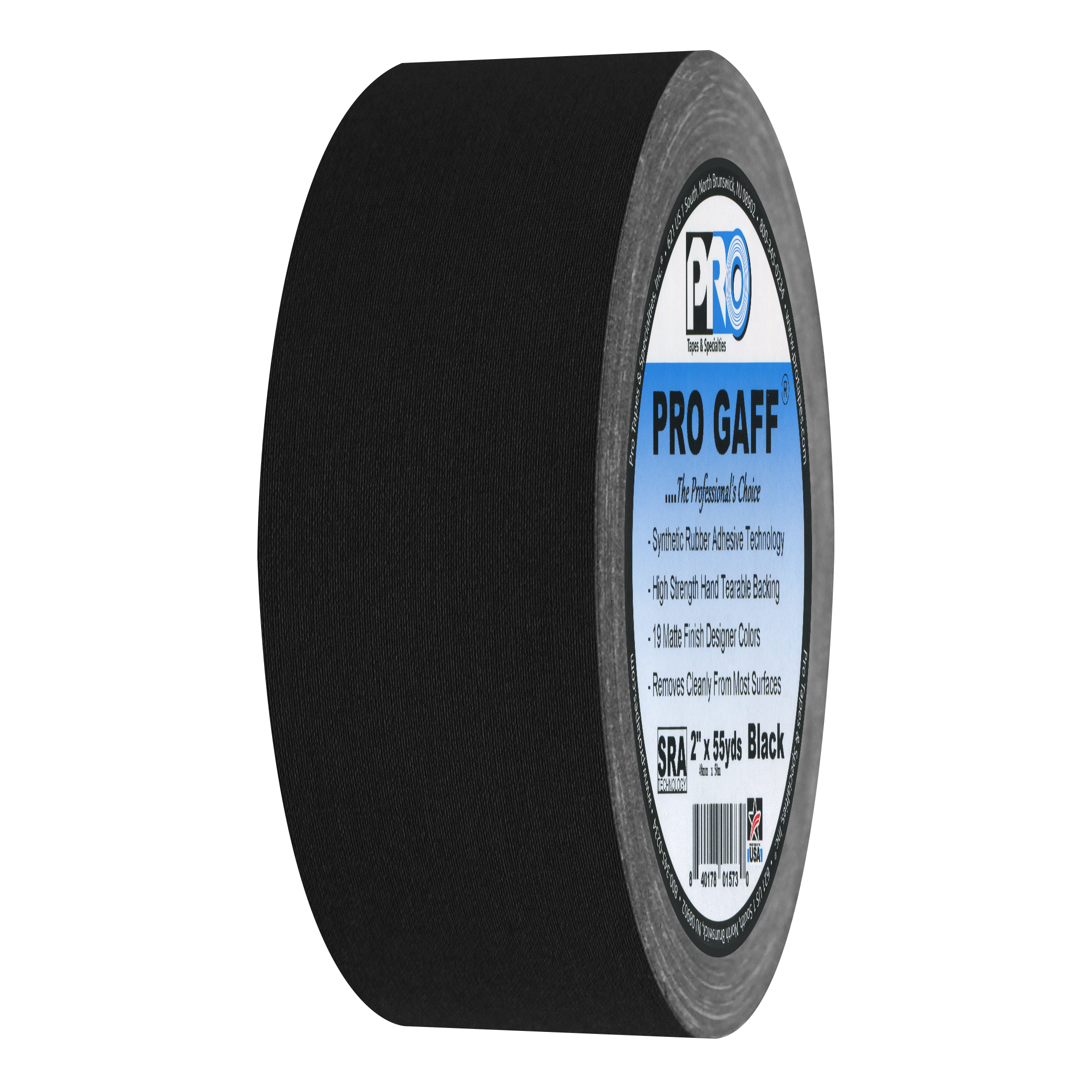 Black Pro Gaff® - Gaffer Tape - 2" Wide x 55 Yards Long | 1 Roll - Professional Adhesive Tape