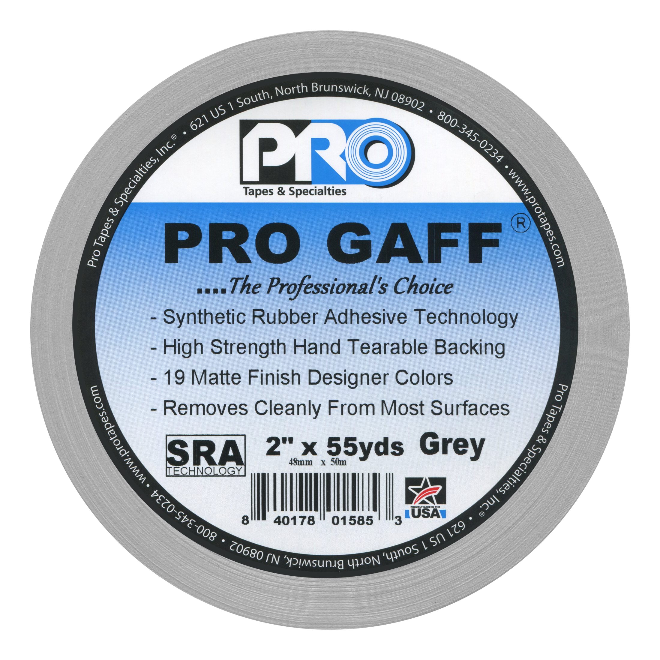 Pro Gaff® - Gaffer Tape - 2" Wide x 55 Yards Long | 1 Roll - Professional Adhesive
