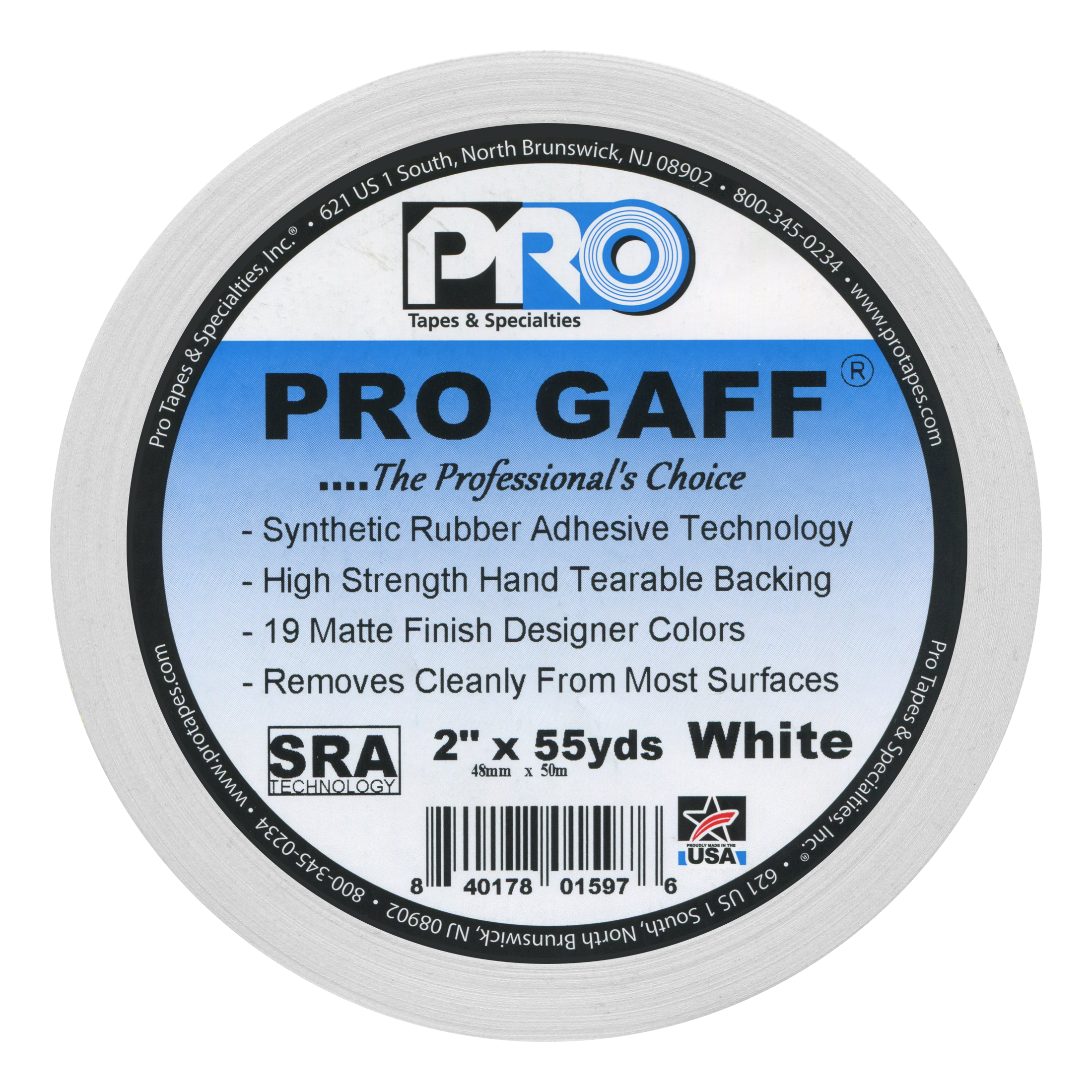 Pro Gaff® - Gaffer Tape - 2" Wide x 55 Yards Long | 1 Roll - Professional Adhesive