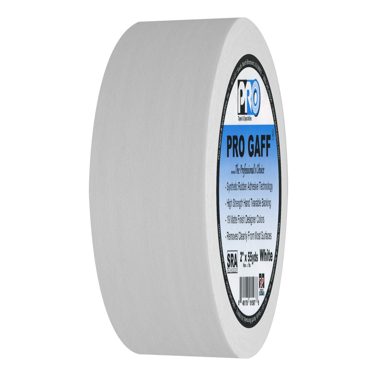 Ruban adhésif professionnel Pro Gaff® blanc - 5,08 cm de largeur x 50,3 m de longueur | 1 rouleau - Ruban adhésif professionnel