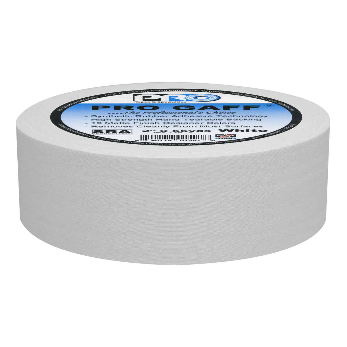 Ruban adhésif professionnel Pro Gaff® blanc - 5,08 cm de largeur x 50,3 m de longueur | 1 rouleau - Ruban adhésif professionnel