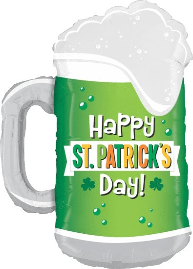 34" Happy St. Patrick's Day Mug Foil Balloon (P24)