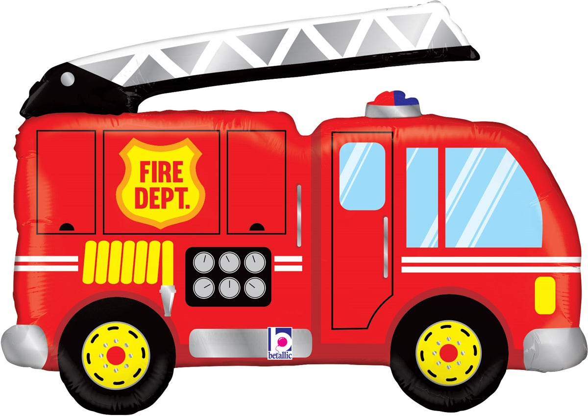 32" Betallic Firetruck Foil Balloon