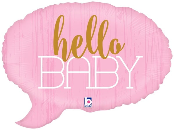 24"  Pink Hello Baby Foil Balloon