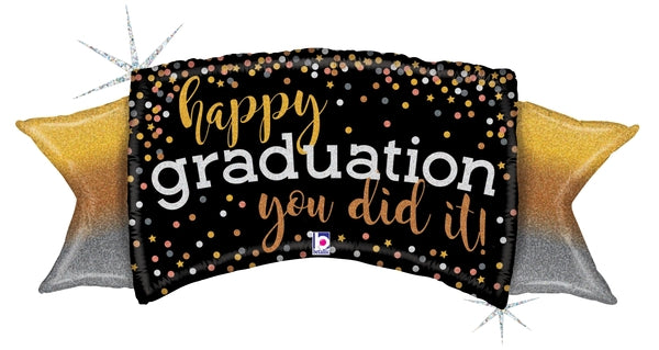 40" Metallic Ombre Graduation Holographic Foil Balloon (P28)