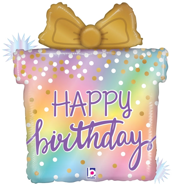 27" Betallic Opal Birthday Present Foil Balloon
