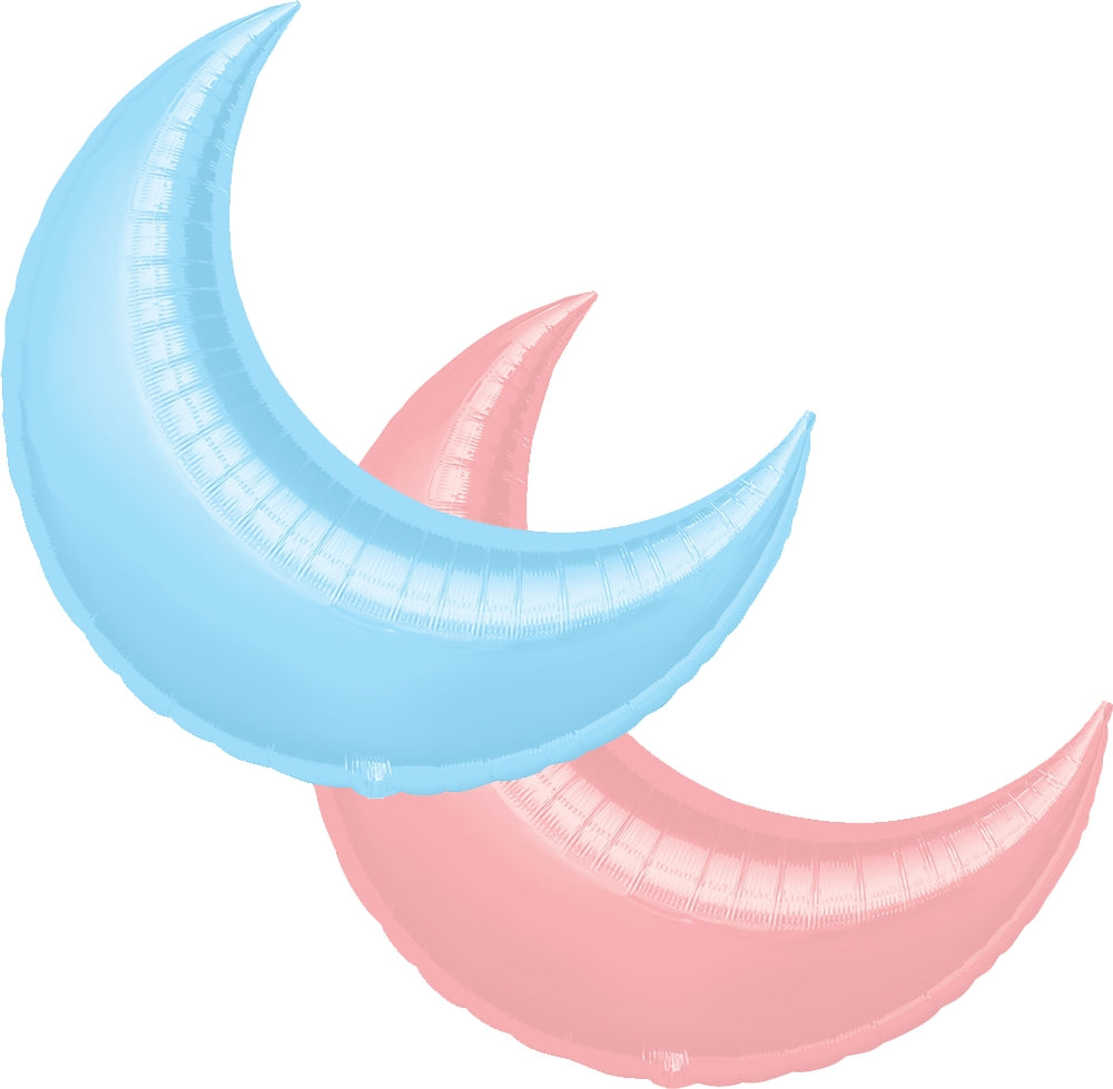 35" Pastel Crescent Moon Foil Balloon 3 ct.