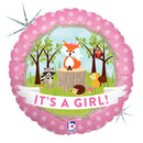 18" Woodland Baby Girl/Boy Holographic Foil Balloon | Buy 5 Or More Save 20%