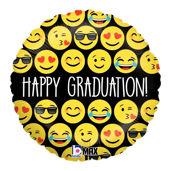 18" Emoji Graduation Foil Balloon (P29) | Buy 5 Or More Save 20%