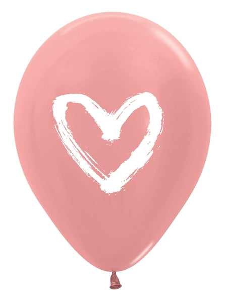 11" Painted Heart Sempertex Latex Balloons | 50 Count - Dropship (Shipped By Betallic)