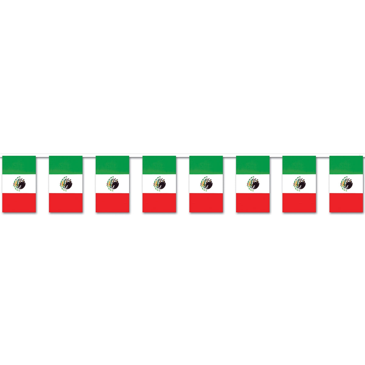 60' Outdoor Mexican Flag Pennant Banner - 60 Feet Long x 18 Inches Wide | 1 Count