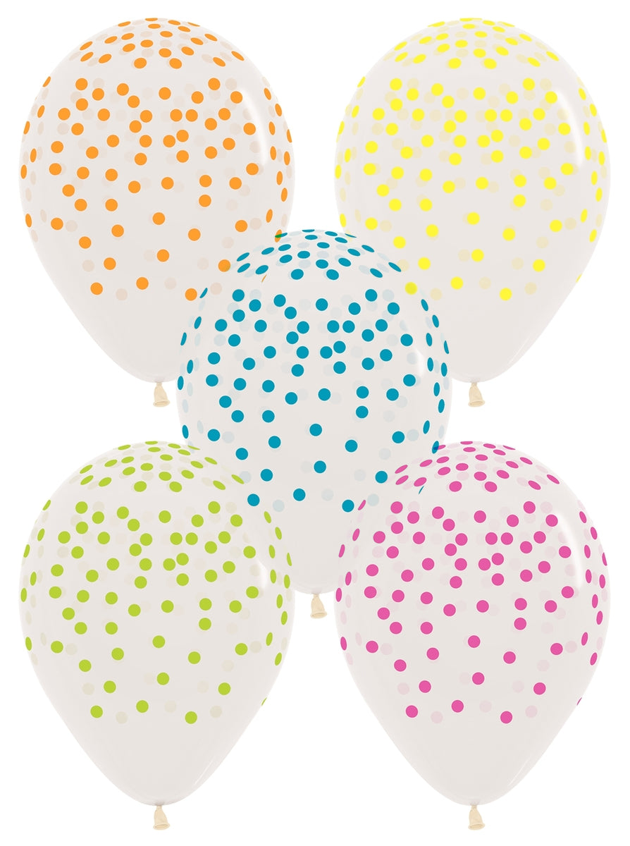 11" Sempertex Assorted Neon Colors Confetti Latex Balloons | 50 Count