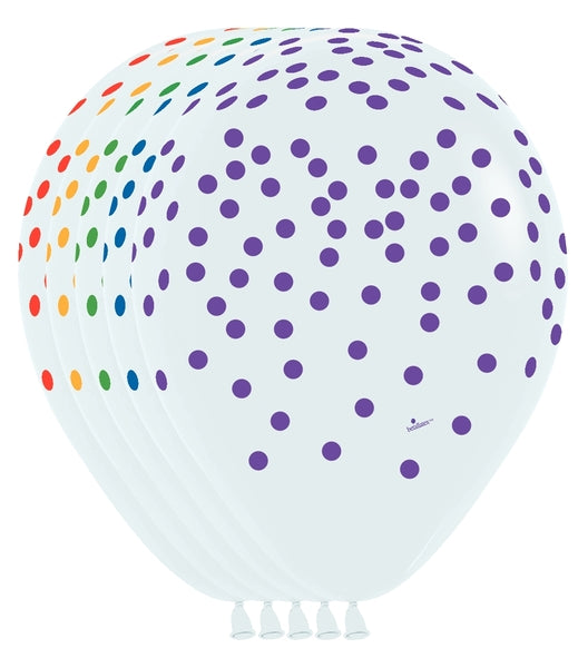 11" Sempertex White Rainbow Confetti Latex Balloons | 50 Count - Dropship (Shipped By Betallic)