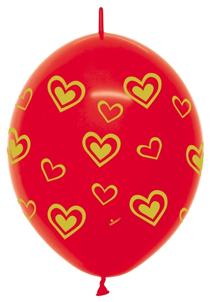 12" Gold Hearts Sempertex Link-O-Loons® | 50 Count - Dropship (Shipped By Betallic)