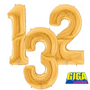 53" Gold Gigaloons - Foil Number Balloons | Numbers 0-9
