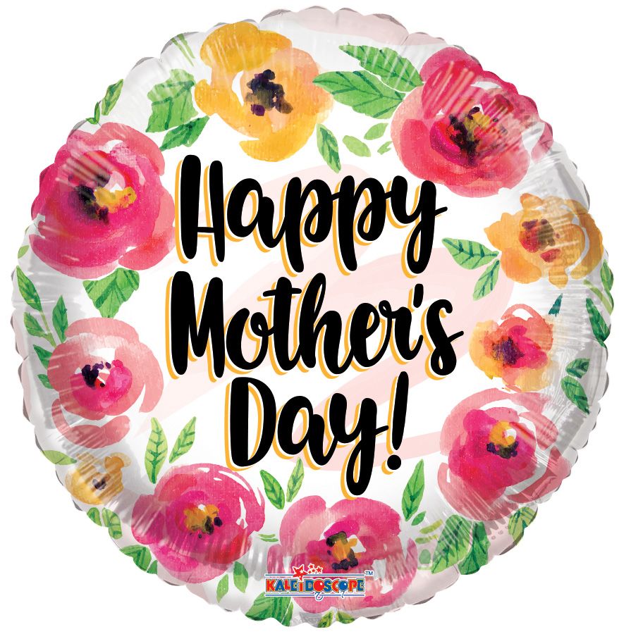 18" Happy Mother's Day Watercolor Roses Foil Balloon (P8) | Buy 5 Or More Save 20%