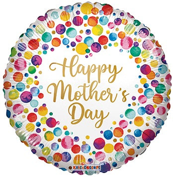 18" Happy Mother's Day Watercolor Dots Foil Balloon (P9) | Buy 5 Or More Save 20%