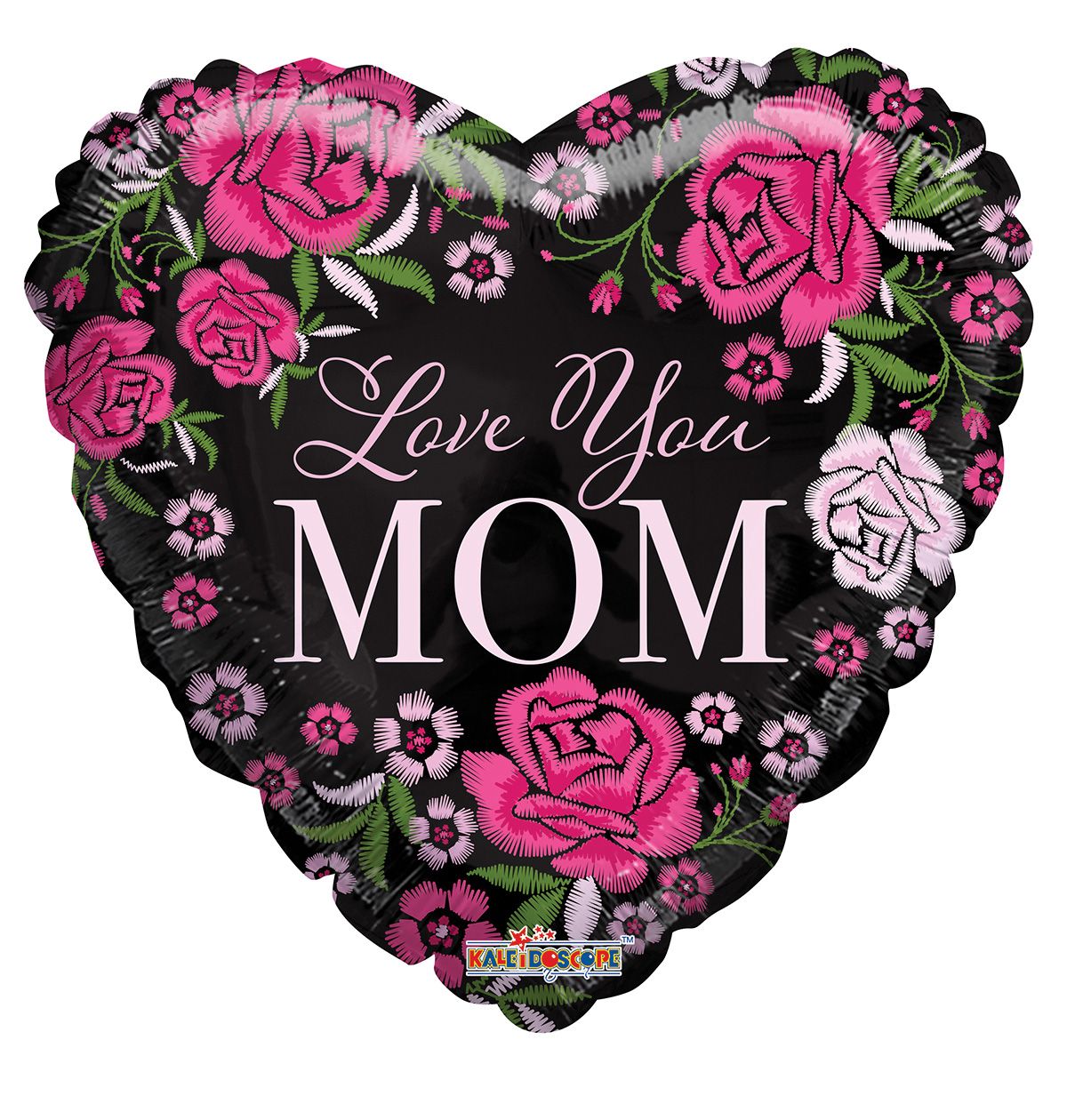 18" Love You Mom Embroidered Foil Balloon (P9) | Buy 5 Or More Save 20%