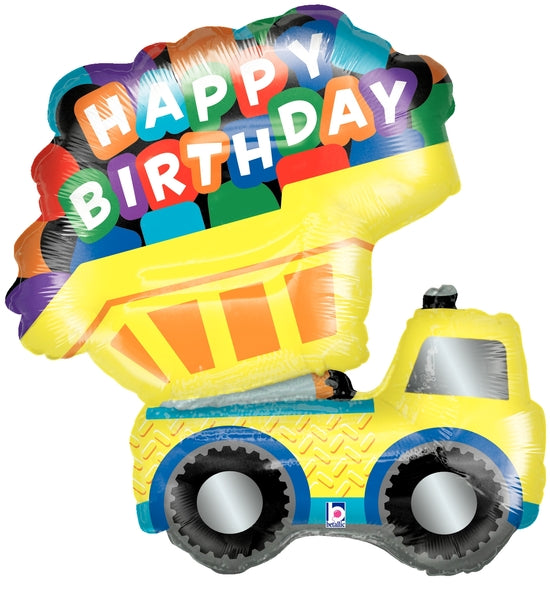 26" Dump Truck Happy Birthday Foil Balloon