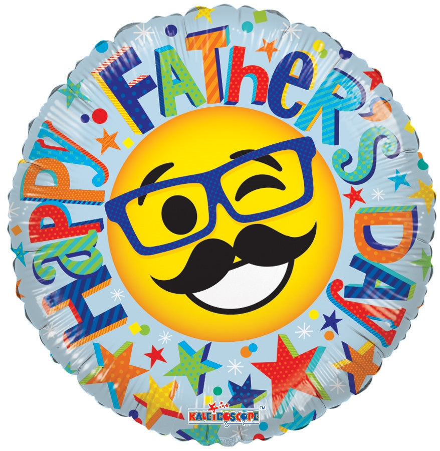 18" Happy Father's Day Smiley Non Foil Balloon (WSL) | Clearance - While Supplies Last!