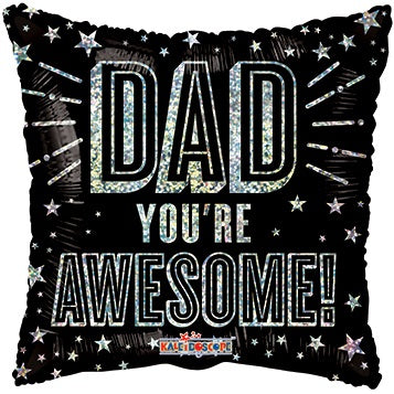 18" Conver Awesome Dad Holographic Foil Balloon (S4R1) | Buy 5 Or More Save 20%