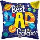 18" Best Dad In The Galaxy Square Foil Balloon (P18) | Buy 5 Or More Save 20%