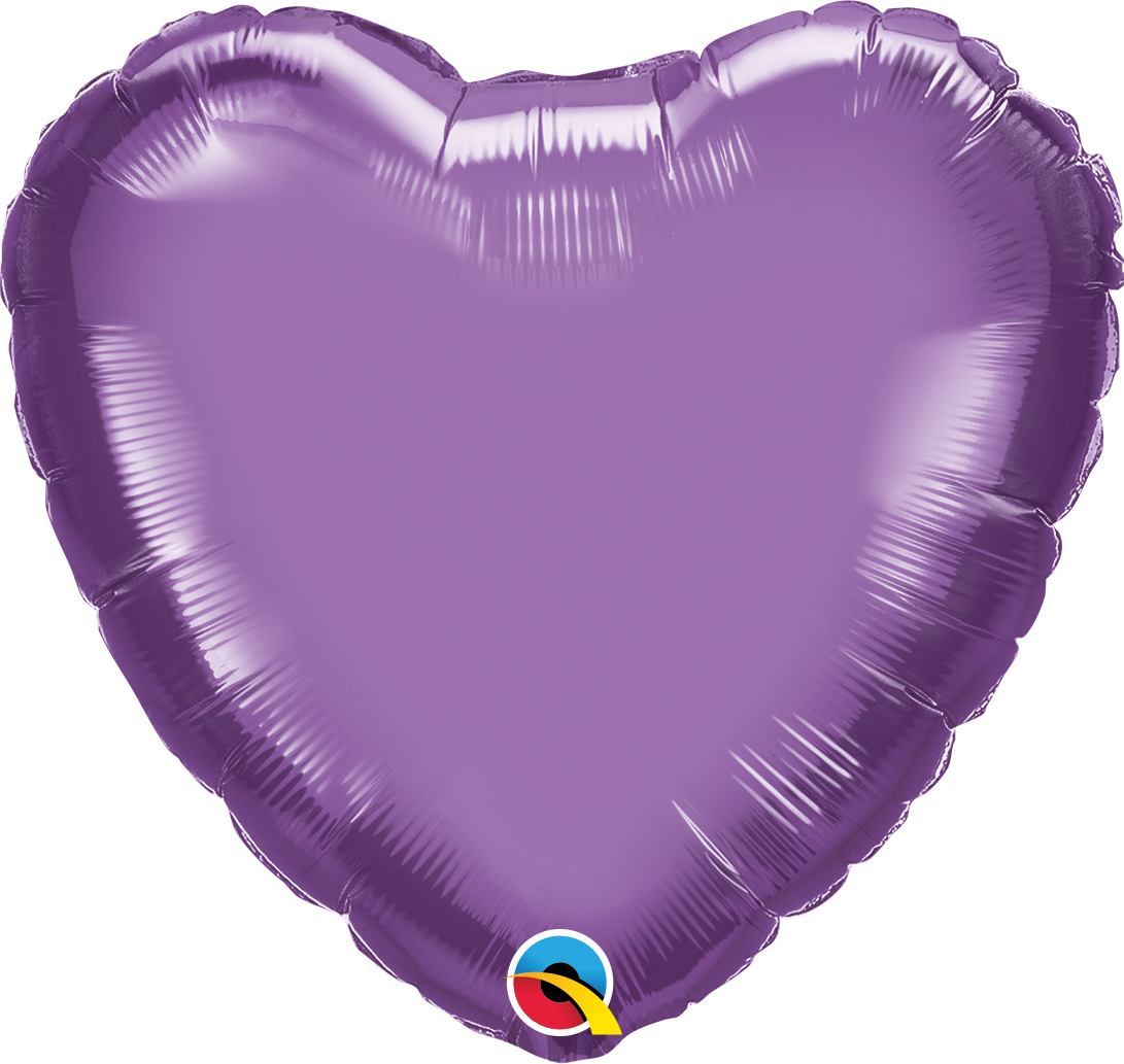 18" Qualatex Chrome Purple Heart Foil Balloons | Buy 5 Or More Save 20%