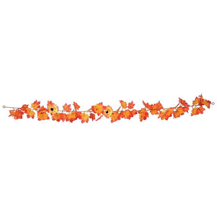 6' Artificial Autumn Garland With Flowers & Pumpkins | 1 Count