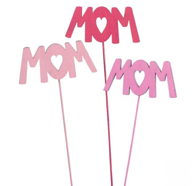 20" Mom - Mother's Day Wooden Floral Picks | 12 Count