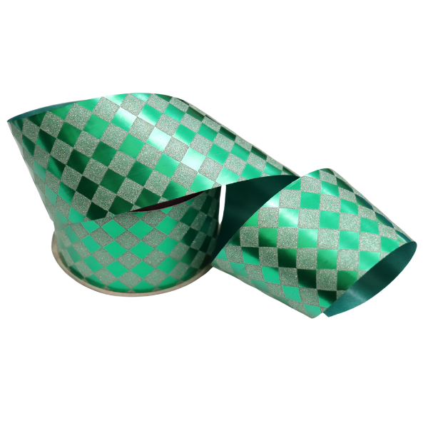 #16 ACI Green Diamondz Glitter Ribbon - 2" Wide x 25 Yards Long | 1 Spool