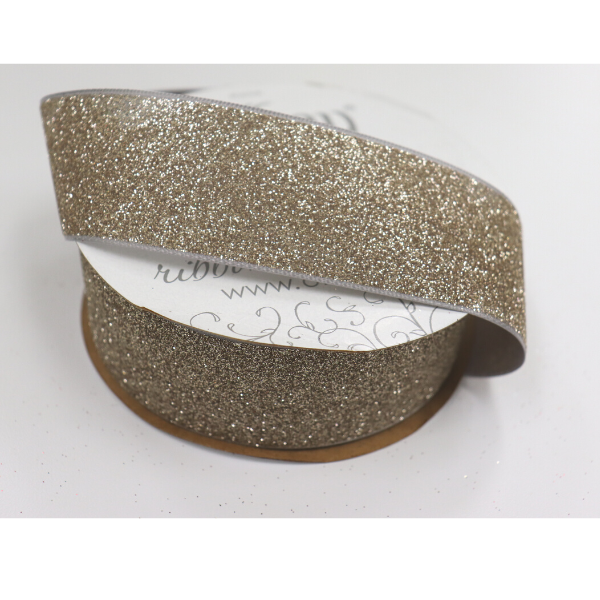 #9 Offray Frosted Antique Silver Glitter Satin Ribbon - 1 1/2" Wide X 25 Yards Long | 1 Spool