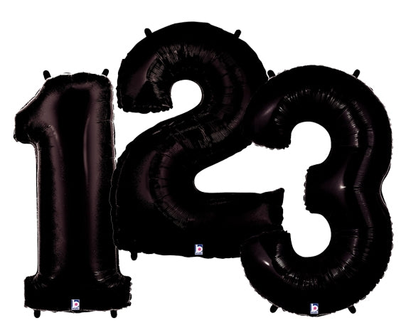 40" Black Number Foil Balloon - Megaloons | Numbers 0-9