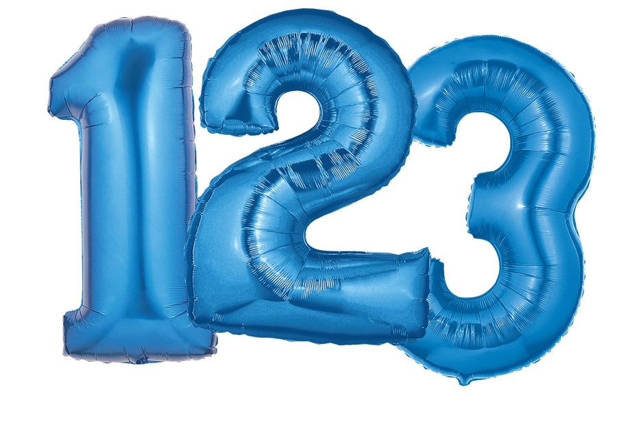 40" Blue Number Foil Balloon - Megaloons | Numbers 0 - 9