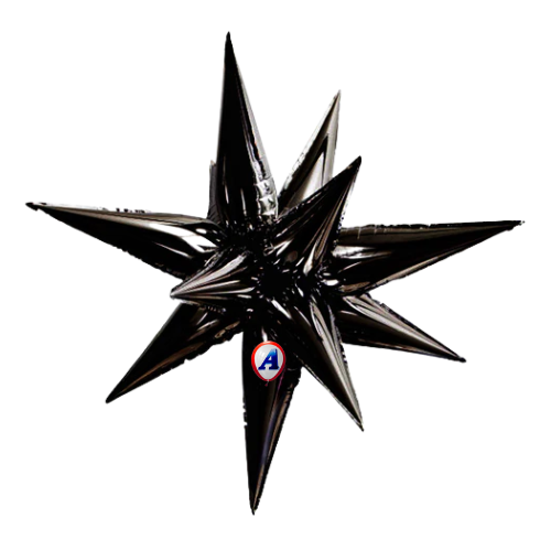 27.5" AAB Standard Black Starburst Foil Airfill Balloon | 1 Count