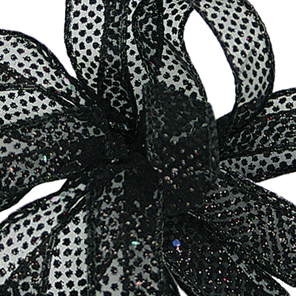 #3 Offray Black Bolten Glitter Wired Edge Ribbon - 5/8 Inch Wide, 50 Yards Long | 1 Spool