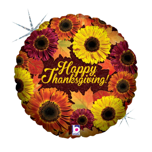 18" Thanksgiving Blooms Holographic Foil Balloon (WSL) | Clearance- While Supplies Last