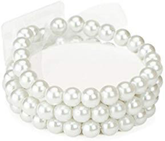 Delicate Petite Flower Elastic Pearl Corsage Bracelet | 1 Count - For A Petite Wrist