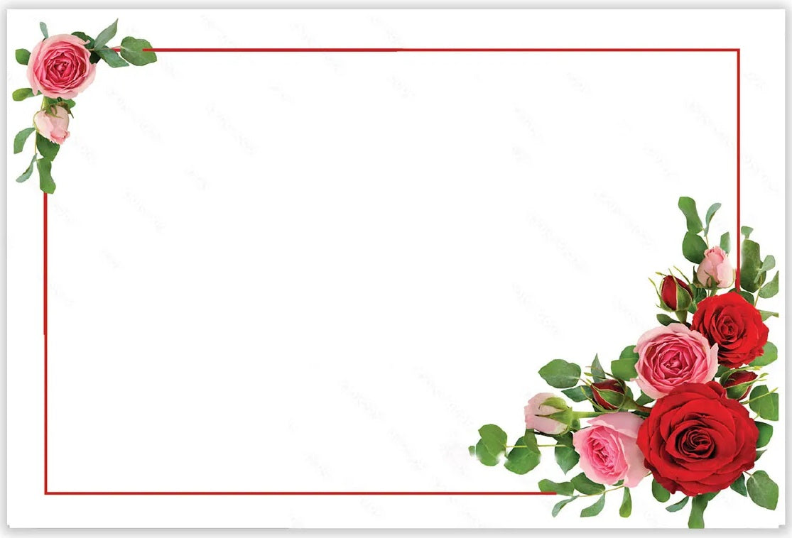 Red Border with Roses Corners Envelopes | 500 Count