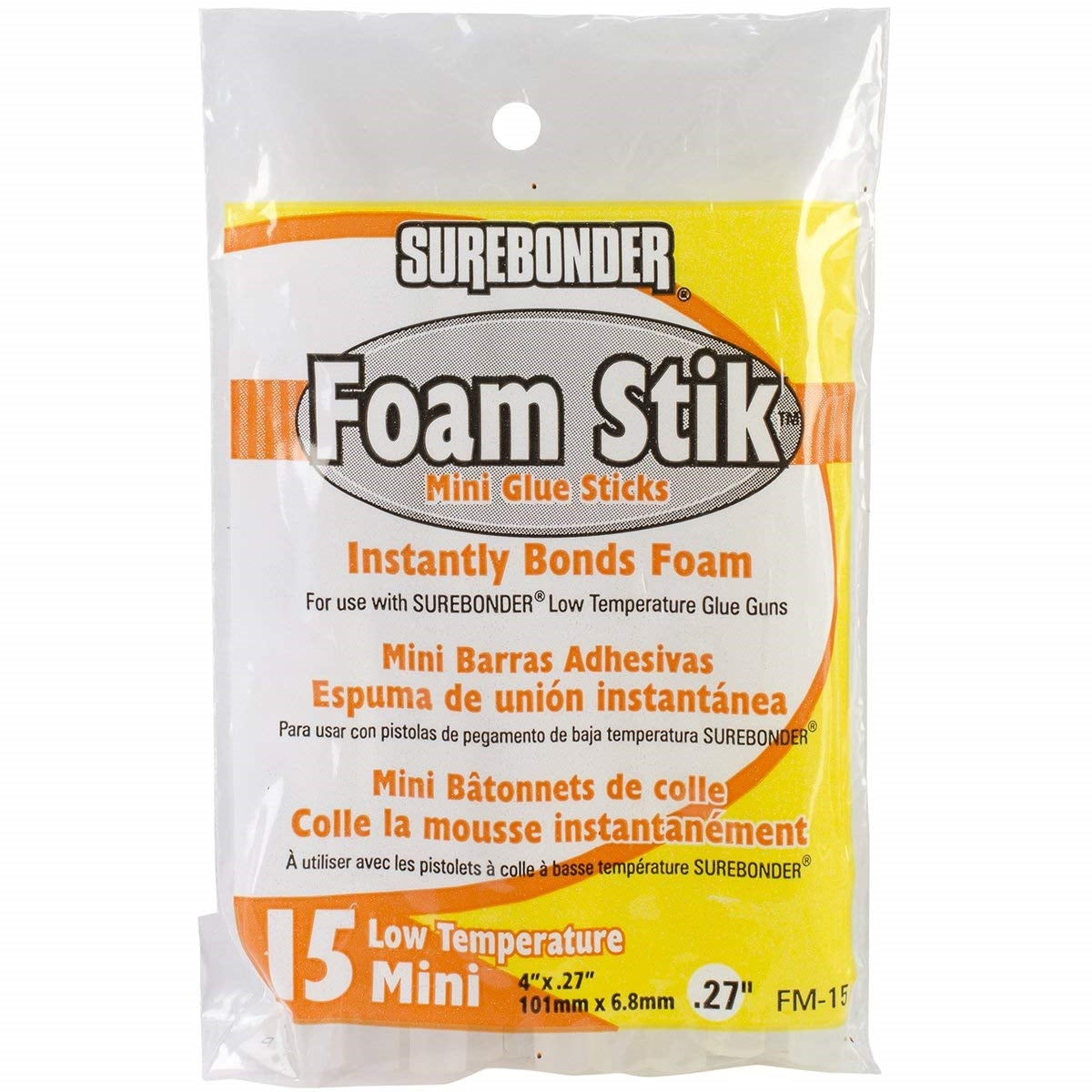 Foam Hot Glue Stick, Mini Size 4 - 50 Pack (FM-50)