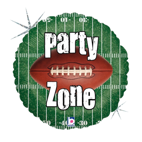 18" Party Zone Football Holographic Foil Balloon (P10) | Buy 5 Of More Save 20%