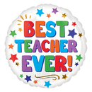 18" Best Teacher Ever Foil Balloon (P3) | Buy 5 Or More Save 20%