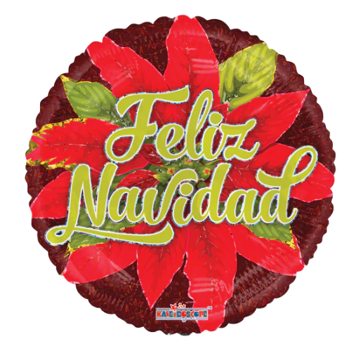 18" Feliz Navidad Nochebuena Foil Balloon (P23) | Buy 5 Or More Save 20%