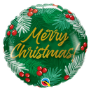 18" Christmas Greens & Berries- Merry Christmas Foil Balloon (P22) | Buy 5 Or More Save 20%