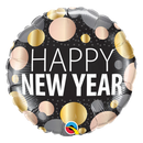 18" Happy New Year Metallic Dots Foil Balloon (P29) | Buy 5 Or More Save 20%