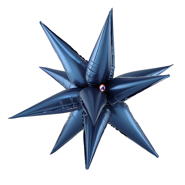 27.5" AAB Designer Frosted Denim Matte Starburst Foil Airfill Balloon | 1 Count