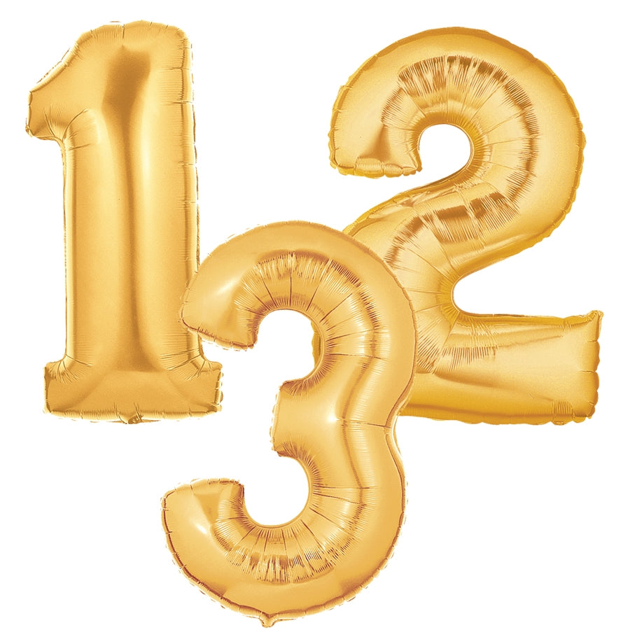 7" | 14" | Globo de lámina con números dorados de 40" - Números 0-9 | 3 tamaños disponibles