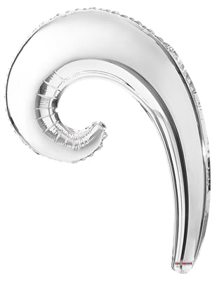 14" Conver Silver Kurly Wave Foil Airfill Balloon | Buy 5 Or More Save 20%