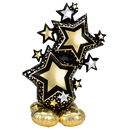 59" Star Cluster Black & Gold Airloonz Foil Balloon (P28) | No Helium Required